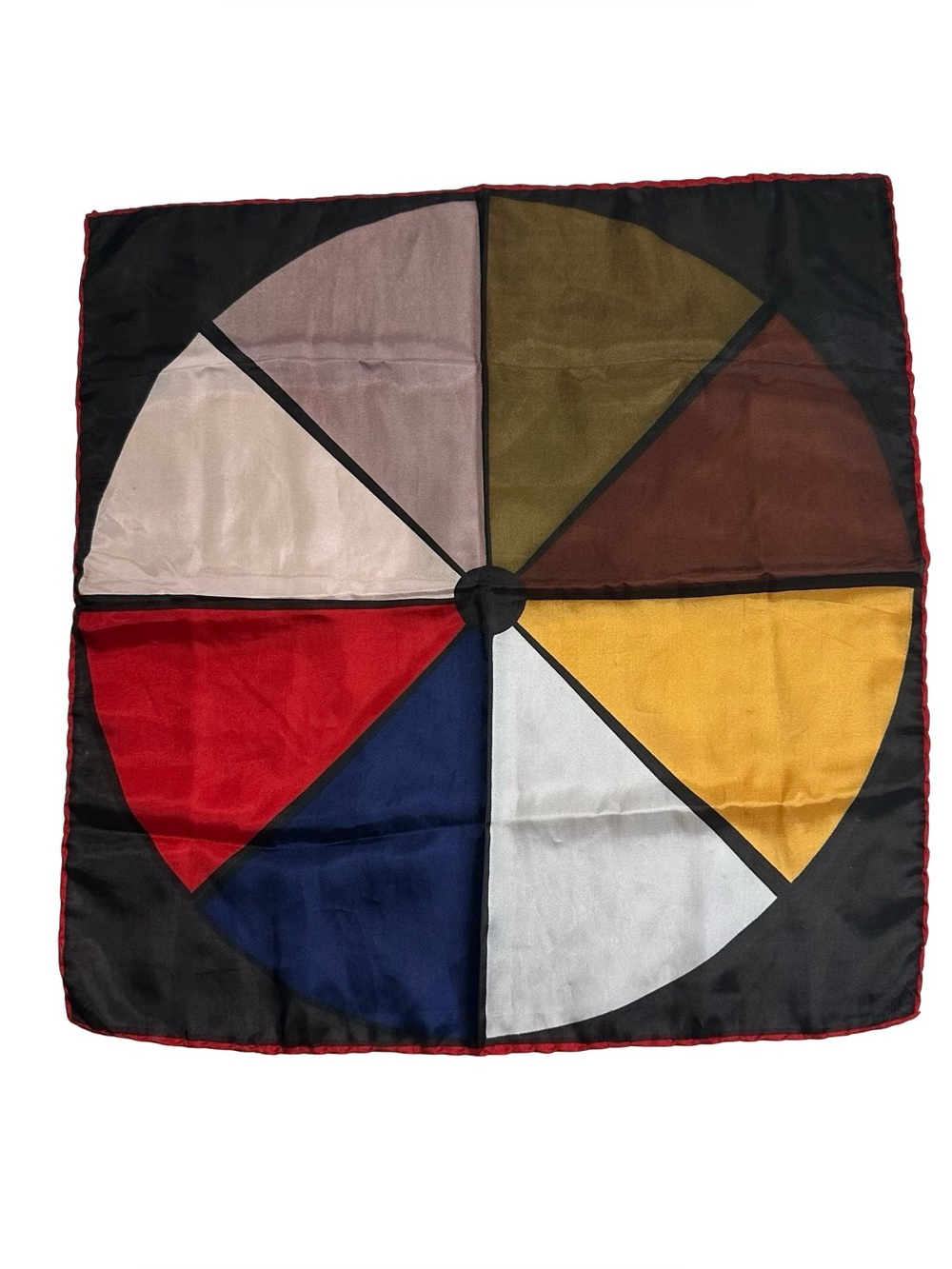 Vtg Echo Silk Scarf Mod Geometric Color Block Optical Pinwheel Foulard Square